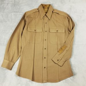 Vintage US Military Wool Button Shirt Mens Medium Command V Officer Regulation